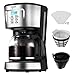 Drip Coffee Machine, IKICH 12 Cup Coffee Maker, 24h Programmable Smart Drip Coffeemaker Coffee Brewer with Glass Thermal Carafe, Permanent Filter and Stainless Steel Decoration for Home and Office