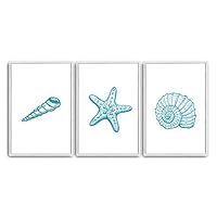 3 Piece Framed Canvas Wall Art Simple Seabed Elements Canvas Prints Home Artwork Decoration for Living Room,Bedroom - 16