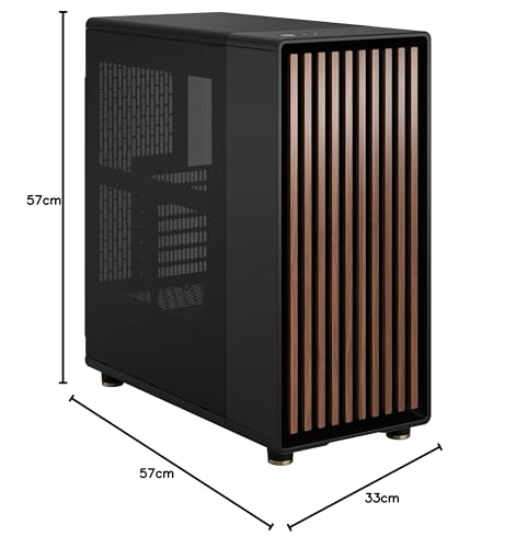 Fractal Design North Charcoal Black - Wood Walnut Front - Mesh Side Panels - Two 140Mm Aspect Pwm Fans Included - Type C Usb - Atx Airflow Mid Tower Pc Gaming Case - View 20