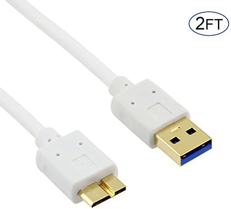 Bluwee SuperSpeed USB 3.0 Cable - Type A to Micro-B Cable - 2 Feet(0.6 Meters) - Round White