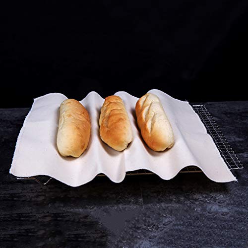 Rolin Roly 2 Pieces Reusable Fermented Dough Cloth Nature Cotton Pastry Proofing Cloth Baker's Couche for French Baguette Loaves,Bread (45x36cm,25x75cm) - Thumbnail 5