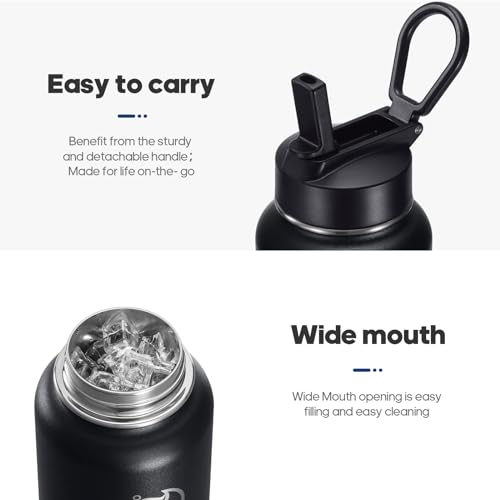 HydroPal Vacuum Insulated Water Bottle 750ml Stainless Steel, BPA Free, Leakproof, 12H Hot 24H Cold, with Straw & Spout Lids for Gym