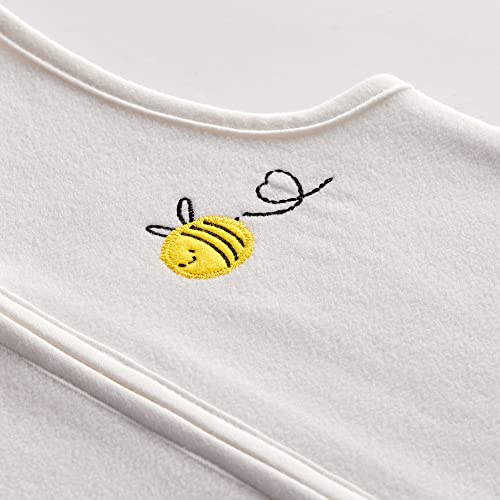 DAYSU Micro Fleece Baby Sleep Sack, Baby Sleeping Bag Sleeveless with Two-Way Zipper, Sleep Sack for Baby Unisex 12-18 Months, 1 Pack, Off-white Bee