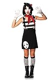 Leg Avenue Junior's 4 Piece Miss Mime Costume, Black/White, Small/Medium