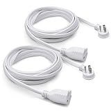 ClearMax Power Extension Cord, Indoor Flat 3 Prong Angled Plug 16AWG - UL Approved - 15 feet