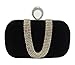 Chicastic Black Suede Rhinestone Studded One Ring Knuckle Duster Style Minaudiere Evening Cocktail Clutch Bag
