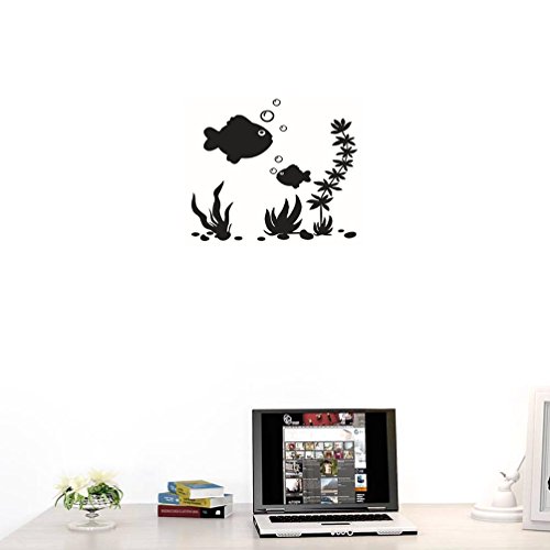 BIBITIME Underwater World Big and Small Fishes Wall Decal Algae Aquatic Plants Bubbles Vinyl Sticker for Nursery Bedroom Children Bedroom Kids Room Decor Bathroom Art Murals - Thumbnail 6