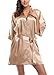 Women's Short Satin Kimono Robes Pure Color Sleepwear Bathrobe for Wedding Party