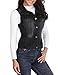 MISS MOLY Women's Sleeveless Frayed White Looking Lapel Denim Vest Button Up Dowm Denim Jacket Vests Coat w 2 Chest Pockets (Black Vest,L)