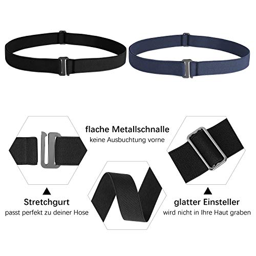 WERFORU No Show Stretchgürtel mit flacher Schnalle Unsichtbarer elastischer verstellbarer Gürtel für Frauen