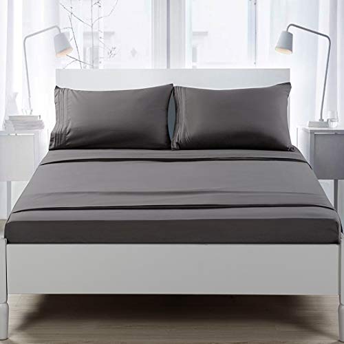 TEKAMON King Bed 6 Piece Sheet Set Cooling 100% Microfiber Polyester Extra Deep Pocket Fitted Sheet Luxury Soft,Breathable,Wrinkle and Fade Resistant Flat Sheet Dark Grey - Thumbnail 2