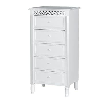 Belgravia Tallboy Chest Of 5 Drawers French White Shabby Chic