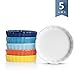 Sweese 505.002 Porcelain Ramekins Round Tart Pan Mini Fluted Quiche Dishes - 5 Ounce for Creme Brulee - Set of 6, Hot Assorted Colors