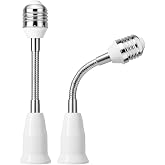 QWORK E26 Light Socket Extender 6.1 Inch, 2 Pack E26/E27 Flexible Extension Adapter Adjustable All Direction Bulb Extension Converter Heat Resistant PBT Material Lamp Holder