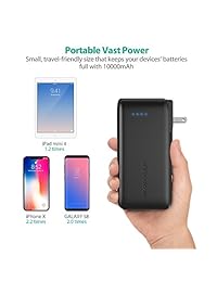 RAVPower 2 en 1 cargador de pared y banco de la energía, AC enchufe con capacidad de 10000 mAh, Dual iSmart puertos USB 2.0, 3.4 A Max de salida cargador de batería portátil para iPhone, iPad, Samsung Galaxy Y Más
