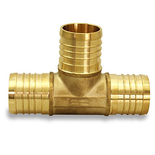 Pexflow PXTE0100-NL PEX X PEX X PEX Barb Tee Pipe Fittings 1" Brass