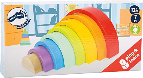 Small Foot Holzbausteine Großer Regenbogen aus Holz, Stapelspiel für Feinmotorik, ab 12 Monaten, 6969 Toys, Bunt – Bild 6