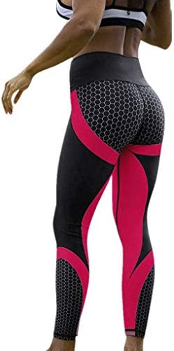 Kstare Womens 3D Print Yoga Running Pants Gym Leggings Tights Fitness Sports Athletic Trousers (L, Hot Pink)