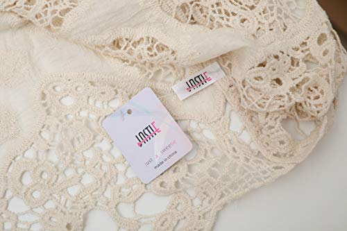 jastie Open Stitch Cardigan Boho Hippie Crochet Vest (A-Cream) - Thumbnail 4