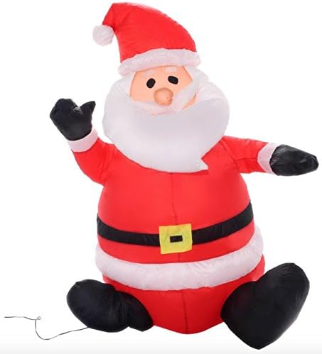 Dynamic Fleet Inflatable Sitting Santa Claus Christmas Decorations, 4 ft with Blower
