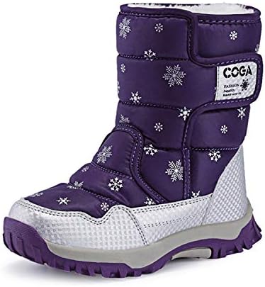 Yavero Boy's Girls Outdoor Waterproof Cold Weather Winter Snow Boots Toddler Kids Warm Faux Fur Booties