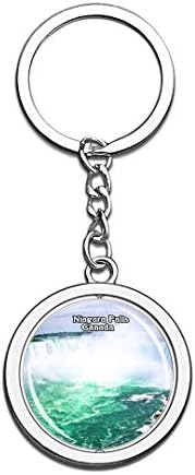 Keychain Niagara Falls Canada Keychain 3D Crystal Spinning Round Stainless Steel Keychains Travel City Souvenir Key Chain Ring