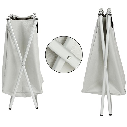 Double Light and Dark Laundry Hamper with Aluminum Frame, 2 Sections Laundry basket, 600D Oxford, 23.2"x 15"x 22.4" Inches (light gray-2)