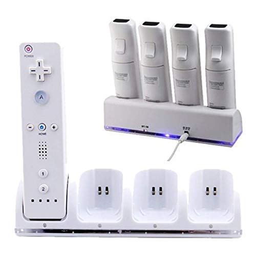 4 Wii+Controller+Rechargeable+Batteries+Controller+White+Nintendo