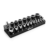 Olsa Tools Magnetic Socket Holder | 1/2-inch Drive | Metric | Black | Holds 19 Sockets | Premium Quality Tools Organizer