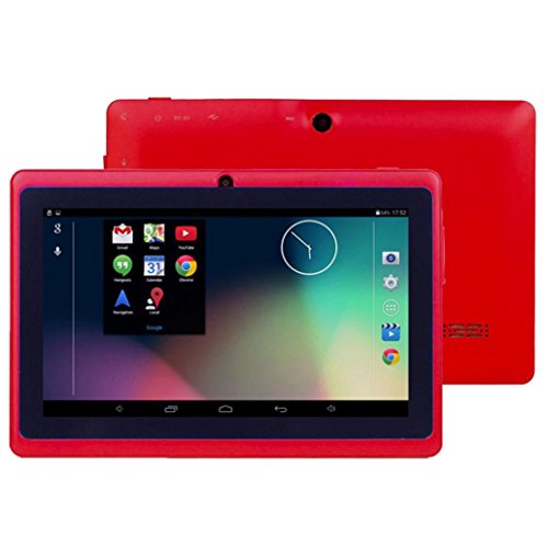 Tablet PC, 7'' Tablet Android 4.4 Quad Core HD 1080x720, Dual Camera Blue-Tooth Wi-Fi, 8GB 3D Game Supported (Red)