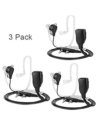 Howay 2-Pin Covert Tubo acústico Walkie Talkie auricular auricular con un auricular PTT Mic Compatible con Walkie Talkie Radio Two Way marcas (Kenwood, PUXING, Wouxun, Baofeng), negro - paquete de 3
