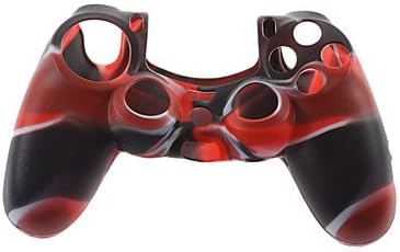 Godlike Silicone Skin Case and 2 Black Thumb Stick Grips for PS4 (Red + Black)