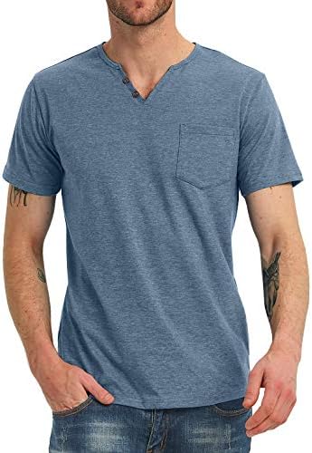 NITAGUT Men's Casual Slim Fit Short Sleeve Pocket T-Shirts Cotton V Neck Tops