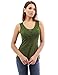 PattyBoutik Women's Crochet Lace Inset Tank Top (Olive Green M)