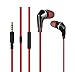 Earbuds for Samsung Galaxy, Android and iPhone | in-Ear Earphones | Headphones Multi Function Remote - Volume Control | Sweat Proof | Tangle Free Flat Cable | Galaxy S7 Earbuds | Bass [RED/Black]