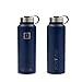 Iron Flask - 40 Oz, 3 Lids, Vacuum Insulated Stainless Steel Water Bottle, Hot & Cold, Wide Mouth, Nalgene, Double Walled, Hydro Canteen Powder Coated, Blue
