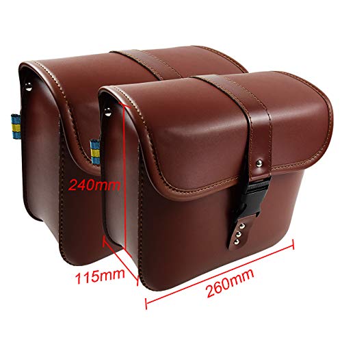 Rebacker Motorcycle Saddle Bag Universal for Harley for Honda for Yamaha Cruiser PU Leather Tool Bag Panniers - Thumbnail 4