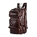BAIGIO Men's Genuine Leather Backpack Hiking Rucksack Travel Luggage 15 Inch Laptop Bag (Brown)
