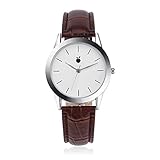 Orange Wrist Watch Brown Leather Band Casual Classic Analog Quartz Waterproof Watch with 36 mm Stainless Steel Case