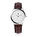 Orange Wrist Watch Brown Leather Band Casual Classic Analog Quartz Waterproof Watch with 36 mm Stainless Steel Case