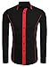 Coofandy Men's Fashion Slim Fit Turn Down Collar Long Sleeve Patchwork Casual Shirts, XX-Large, Black