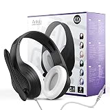 Anivia Over Ear Headset with Microphone - 3.5mm Jack Stereo Sound Headset with Mic - Volume Control Memory Earmuffs Adjustable Wired Headphones for iPad/PC/Tablet/Gaming/Kindle/School/Online Class