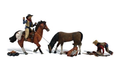 Woodland Scenics Ridin & Ropin (2 Cowboys 2 Horse & Calf) Ho Scale