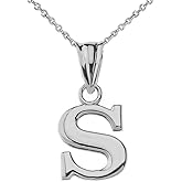 Claddagh Gold .925 Sterling Silver Initial Pendant Charm – Personalized Alphabet Letter Jewelry in 0.80mm or 0.55mm Block Font