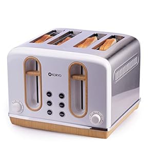 Koryo 4 Slice Pop-up Toaster 2300 Watt KPT4105BSS with Removable Crumb Tray (White)