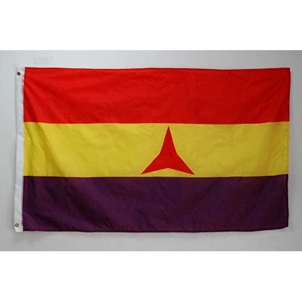 AZ FLAG - International Brigades Spanish Republic Flag - 3x5 Ft - 100D Polyester Spain Republican Banner with Two Metal Grommets - Fade Resistant - Vivid Colors - 3' x 5' Feet - 150x90 Cm