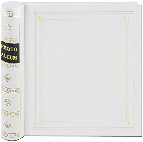 Pioneer Photo 200-Pocket Coil Bound Cover Photo Album for 4 by 6-Inch Prints, White Leatherette with Gold Accents