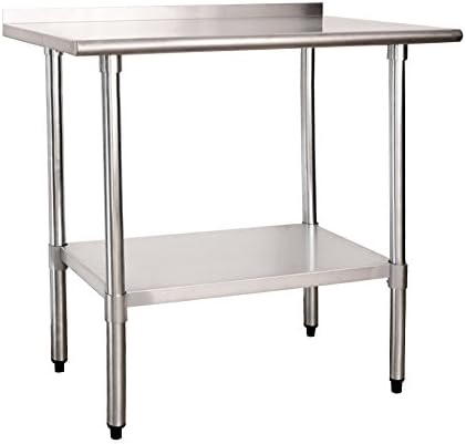 HaveGet 36 X 24 Stainless Steel Work Prep Table Commercial Kitchen Prep Good For Restaurant, Business, Warehouse, Home, Kitchen, Garage (36" x 24" x 35", Silver)
