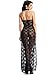 Amoretu Womens Floral Lace Lingerie Long Cheongsam Side Split Gown Black