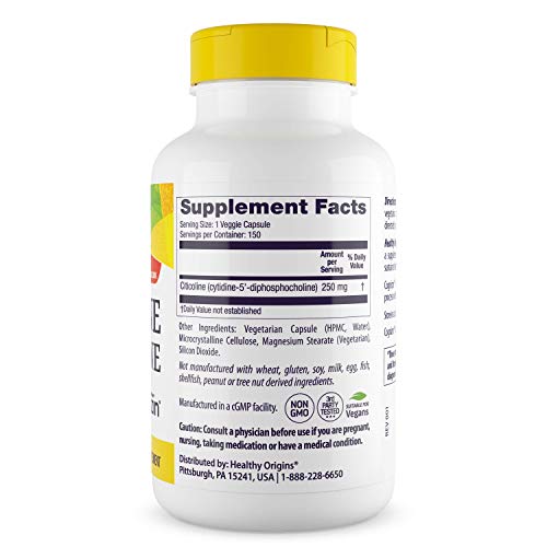 Healthy Origins Citicoline CDP Choline 250 mg (Cognizin, NonGMO